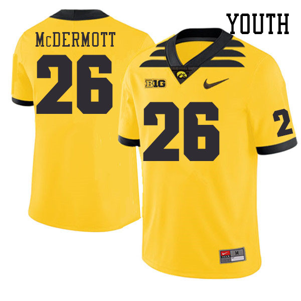 Youth #26 Aidan McDermott Iowa Hawkeyes College Football Jerseys Stitched Sale-Gold - Click Image to Close